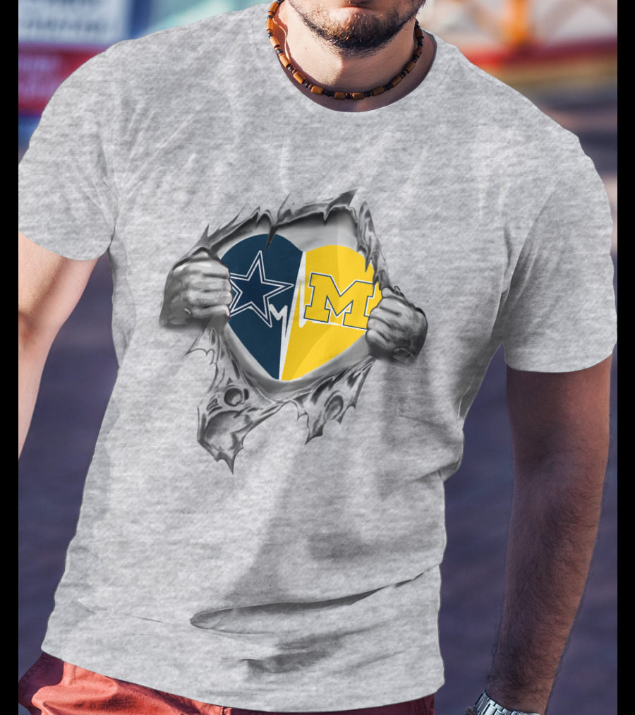 Dallas Cowboys Michigan Wolverines Heart T-Shirt