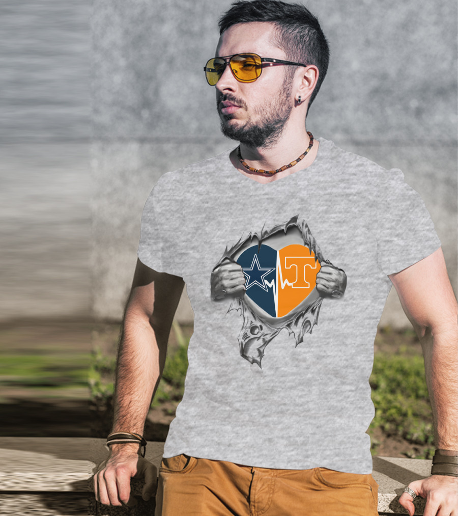 Dallas Cowboys Tennessee Volunteers Heart T-Shirt