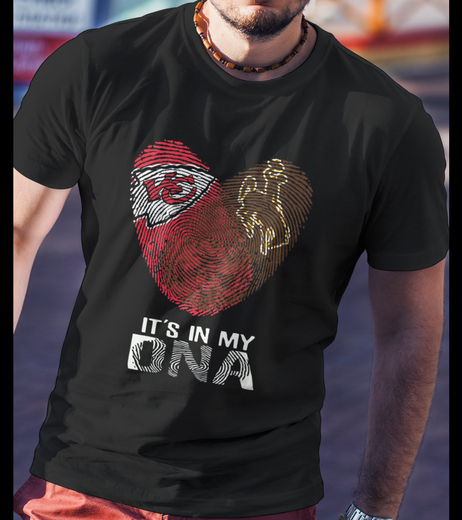 Chiefs KC Logo Wyoming Cowboys Fingerprint It’s In My DNA T-Shirt