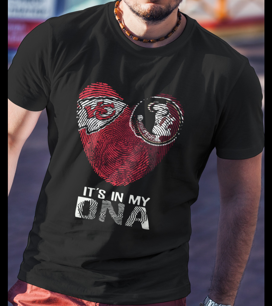 Chiefs Seminoles It's In My Dna Fingerprint Heart T-Shirt