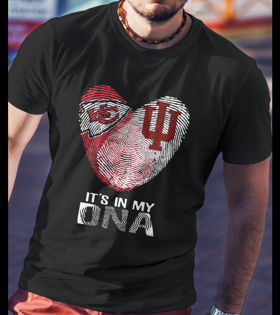 Chiefs Hoosiers It's In My DNA Heart Fingerprint T-Shirt