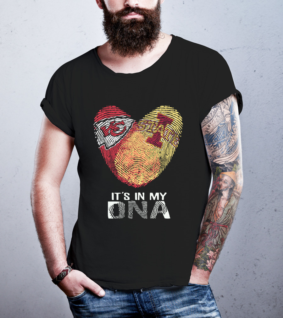 Chiefs Iowa State Fingerprint Heart It's In My Dna T-Shirt