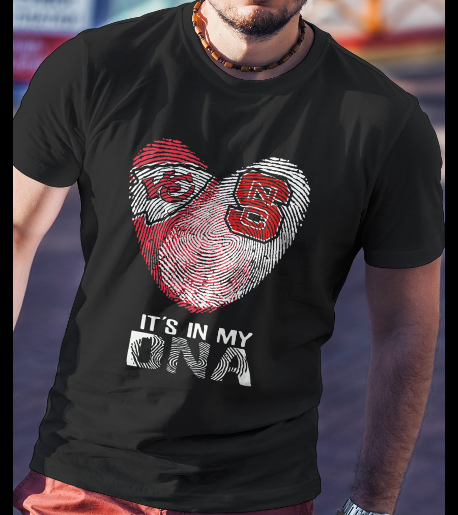 Chiefs NC State It's In My DNA Fingerprint Heart T-Shirt