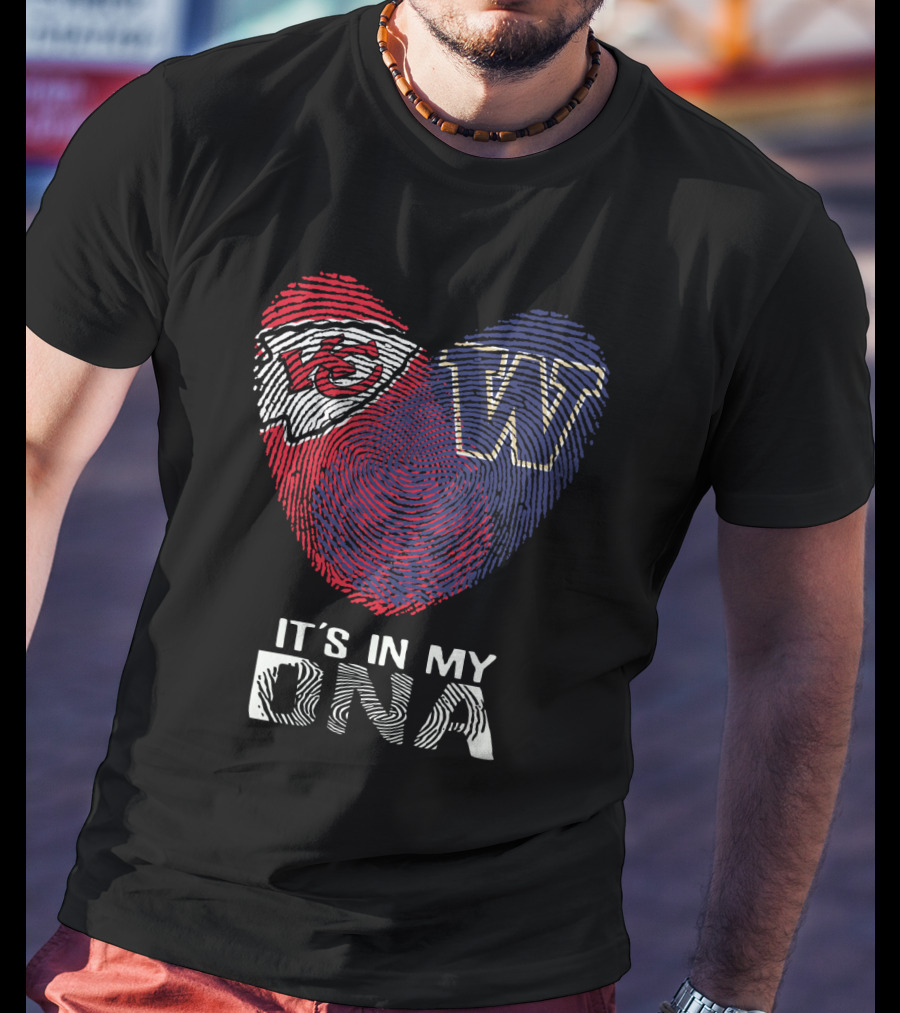 Chiefs Huskies It's In My Dna Kc W Fingerprint Heart T-Shirt