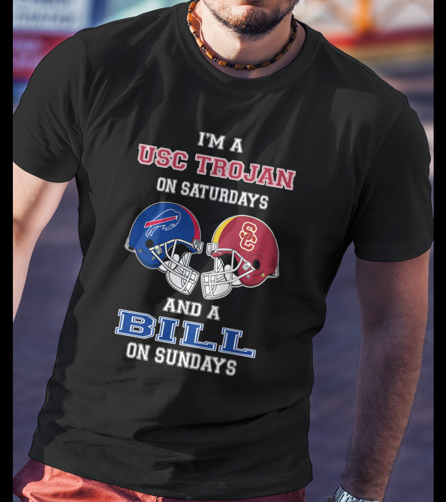 USC Trojan On Saturdays And A Bill On Sundays Football Helmets T-Shirt