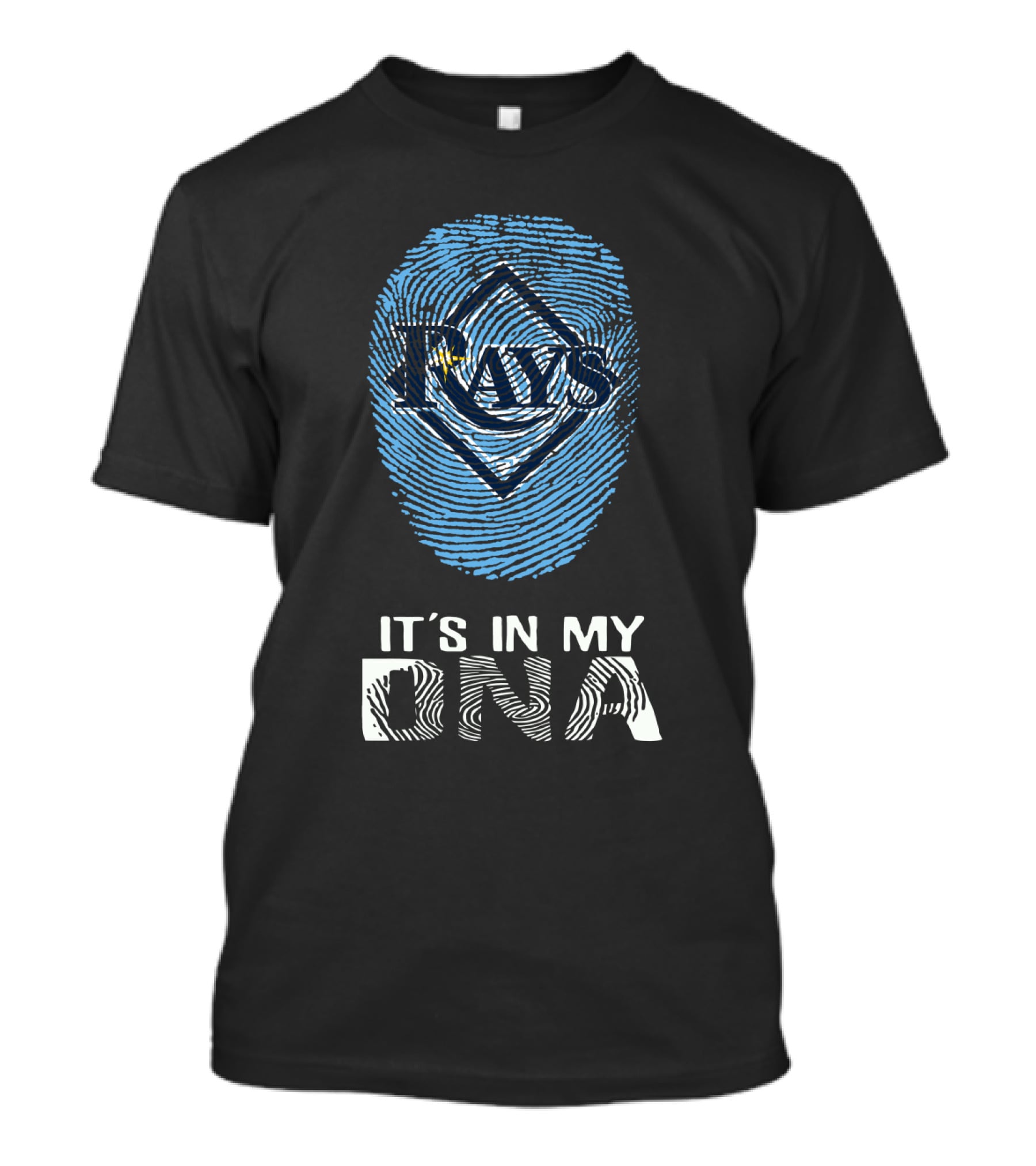 Rays It's In My DNA Fingerprint Pattern Blue T-Shirt