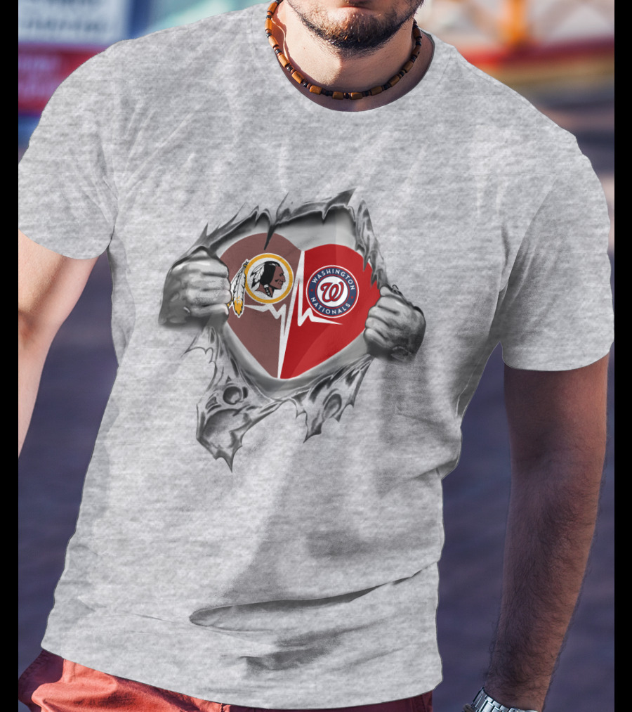 Redskins Nationals Heartbeat Love T-Shirt