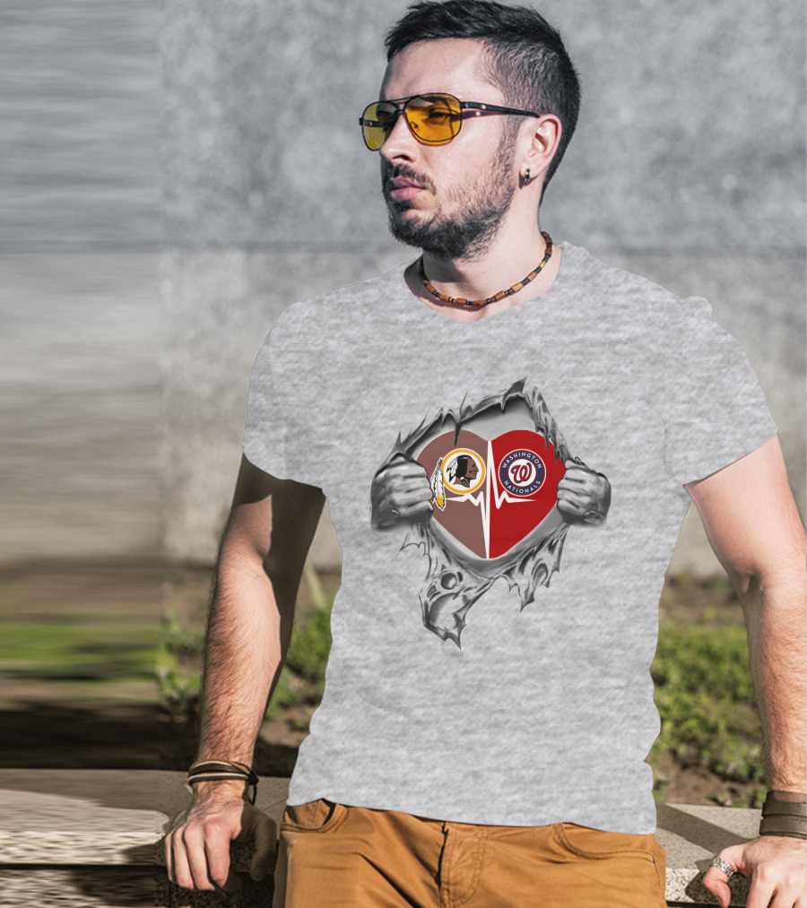 Redskins Nationals Heartbeat Love T-Shirt