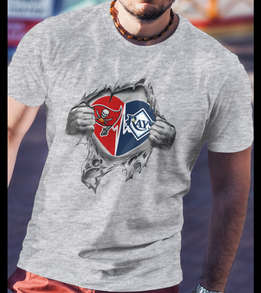 Buccaneers Rays Heart Logo Peel T-Shirt