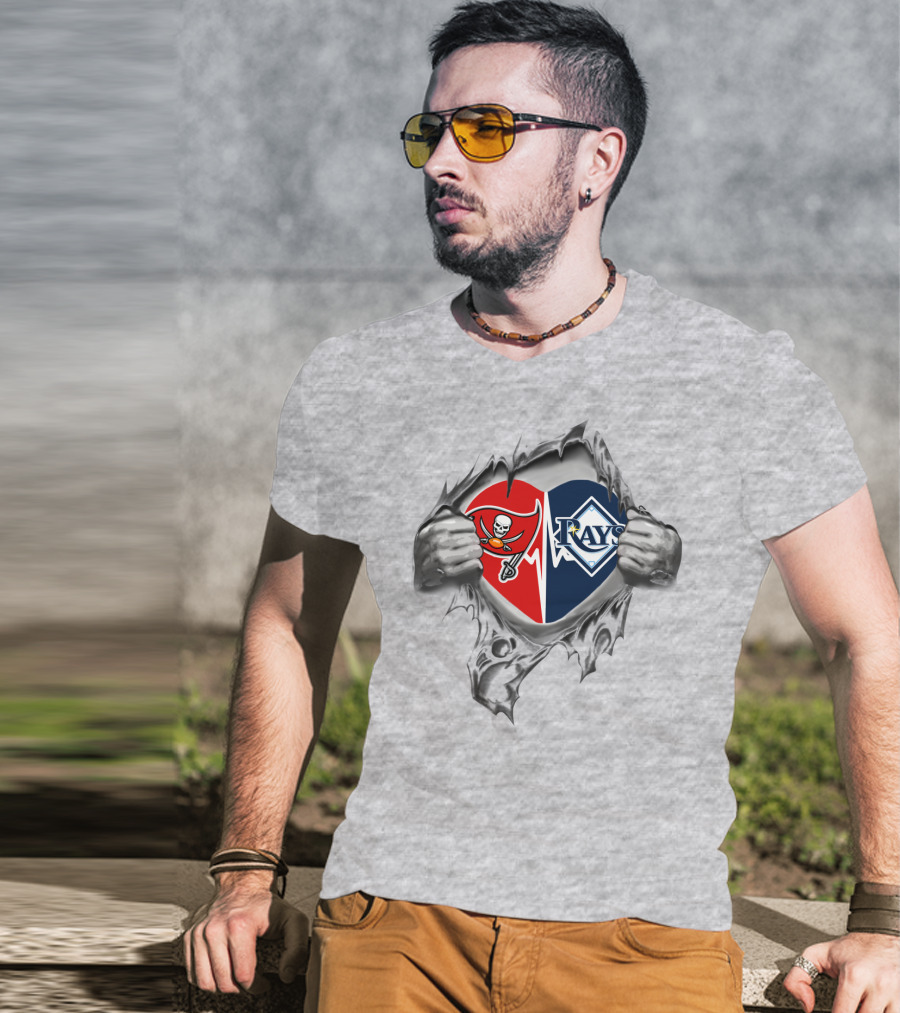 Buccaneers Rays Heart Logo Peel T-Shirt