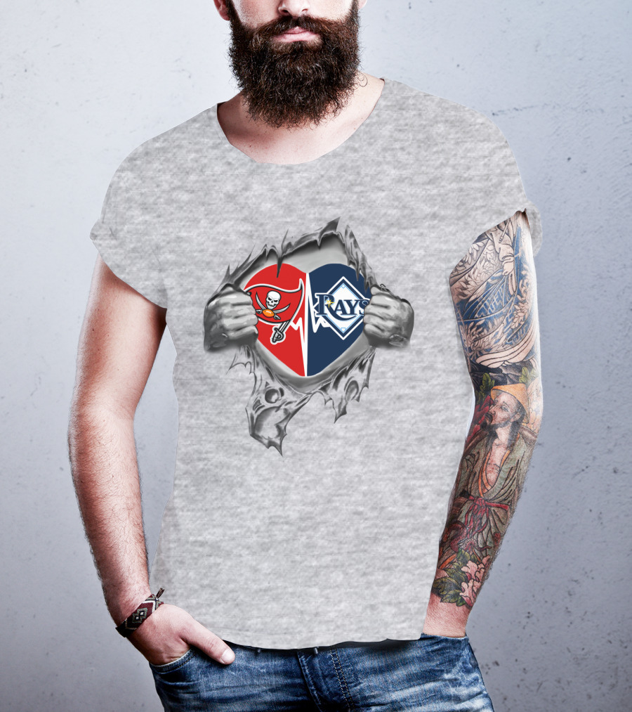 Buccaneers Rays Heart Logo Peel T-Shirt
