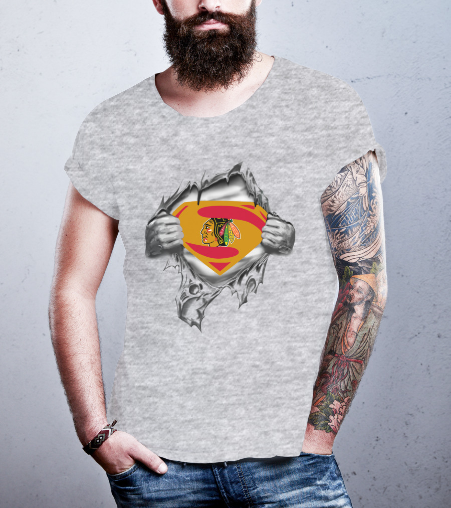 Blackhawks Superman Chest Emblem Fusion T-Shirt