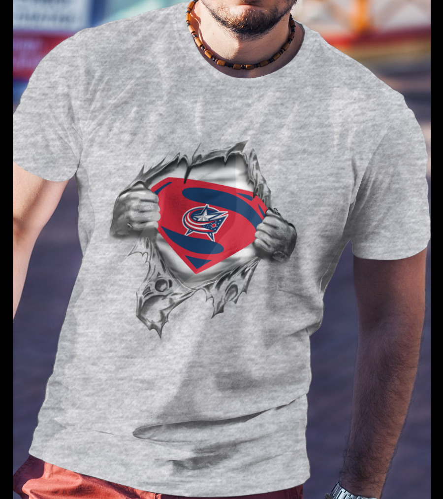 Columbus Blue Jackets Superman Logo Reveal T-Shirt