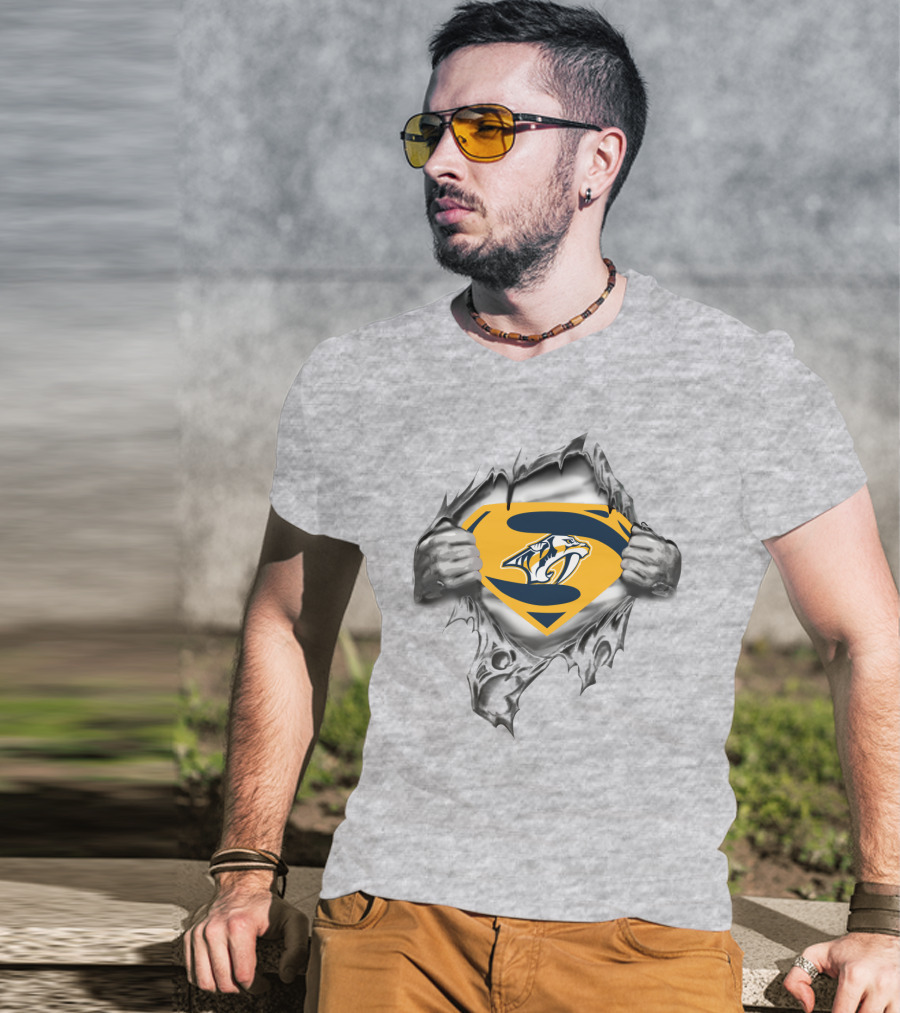 Nashville Predators Superman Logo Tear T-Shirt