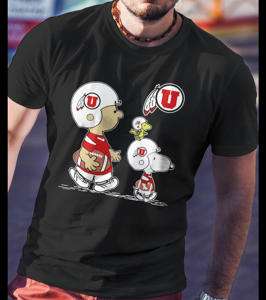 Utah Utes Football Snoopy And Woodstock Team Helmets T-Shirt