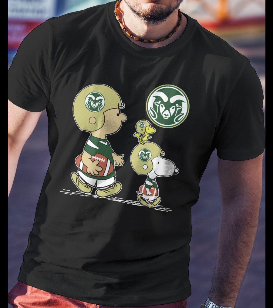 Colorado State Rams Snoopy And Woodstock Football Helmets T-Shirt