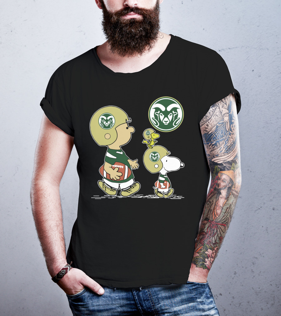 Colorado State Rams Snoopy And Woodstock Football Helmets T-Shirt