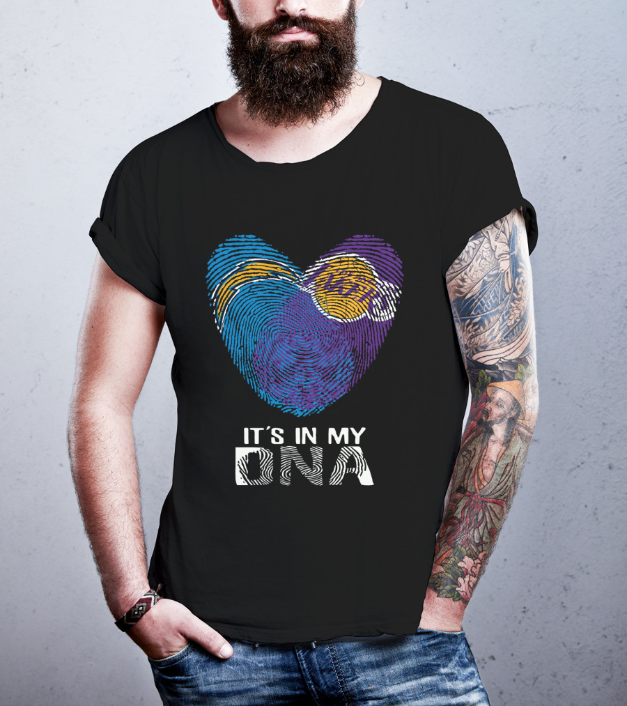 Chargers Lakers It's In My DNA Fingerprint Heart T-Shirt