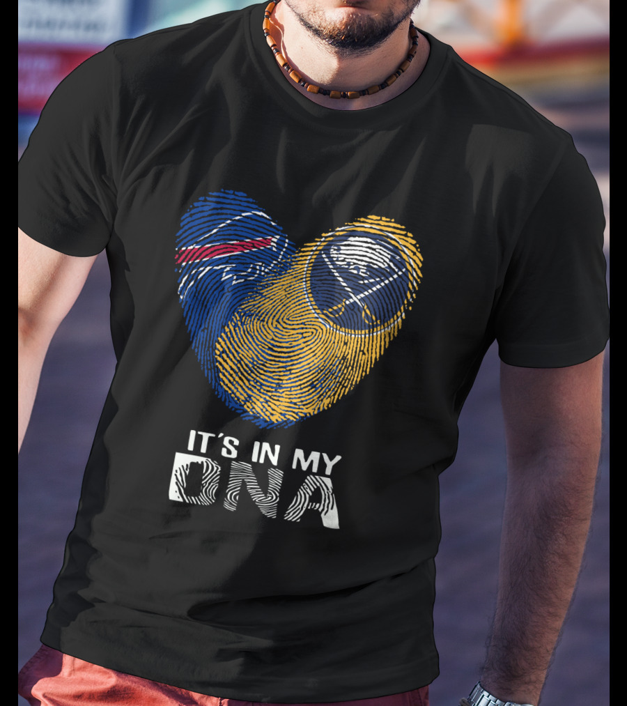 Buffalo Bills Sabres It's In My DNA Fingerprint Heart T-Shirt