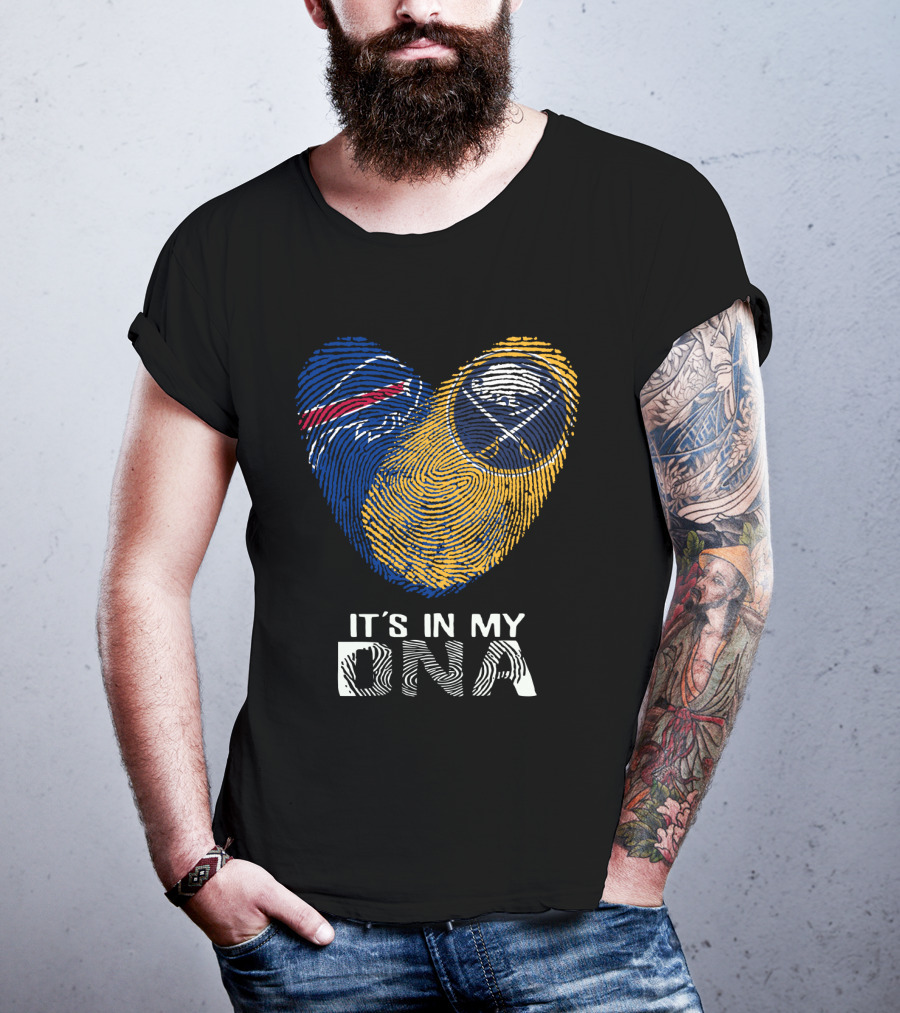 Buffalo Bills Sabres It's In My DNA Fingerprint Heart T-Shirt