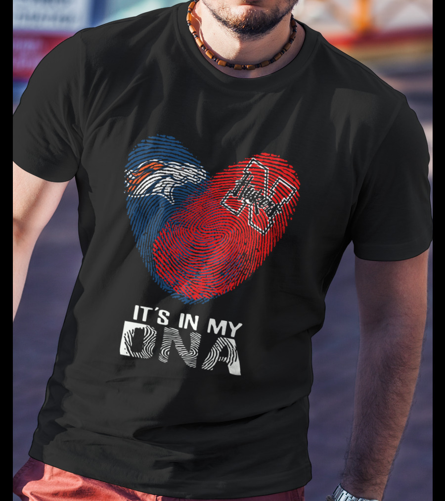 Broncos Huskers It's In My DNA Fingerprint Heart T-Shirt