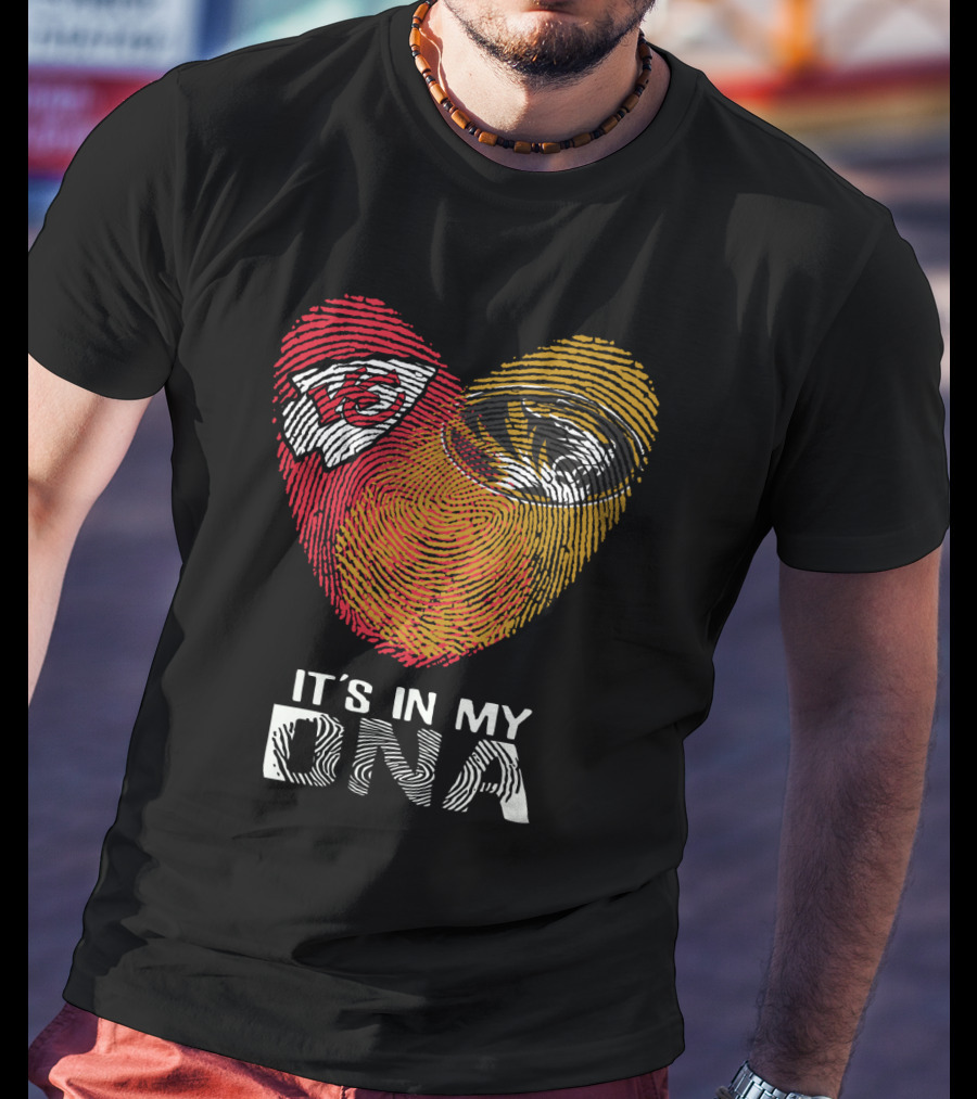 Chiefs Missouri Tigers It's In My Dna Fingerprint Heart T-Shirt