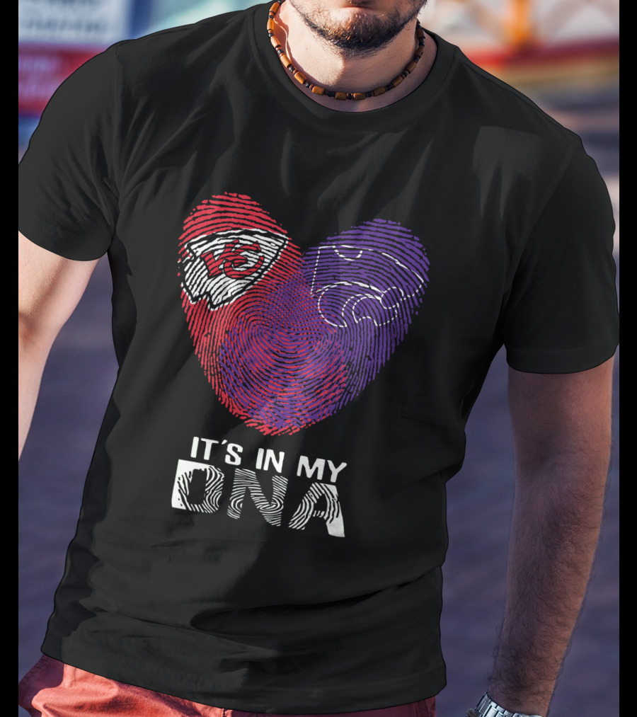Chiefs Kansas State It's In My DNA Heart Fingerprint T-Shirt
