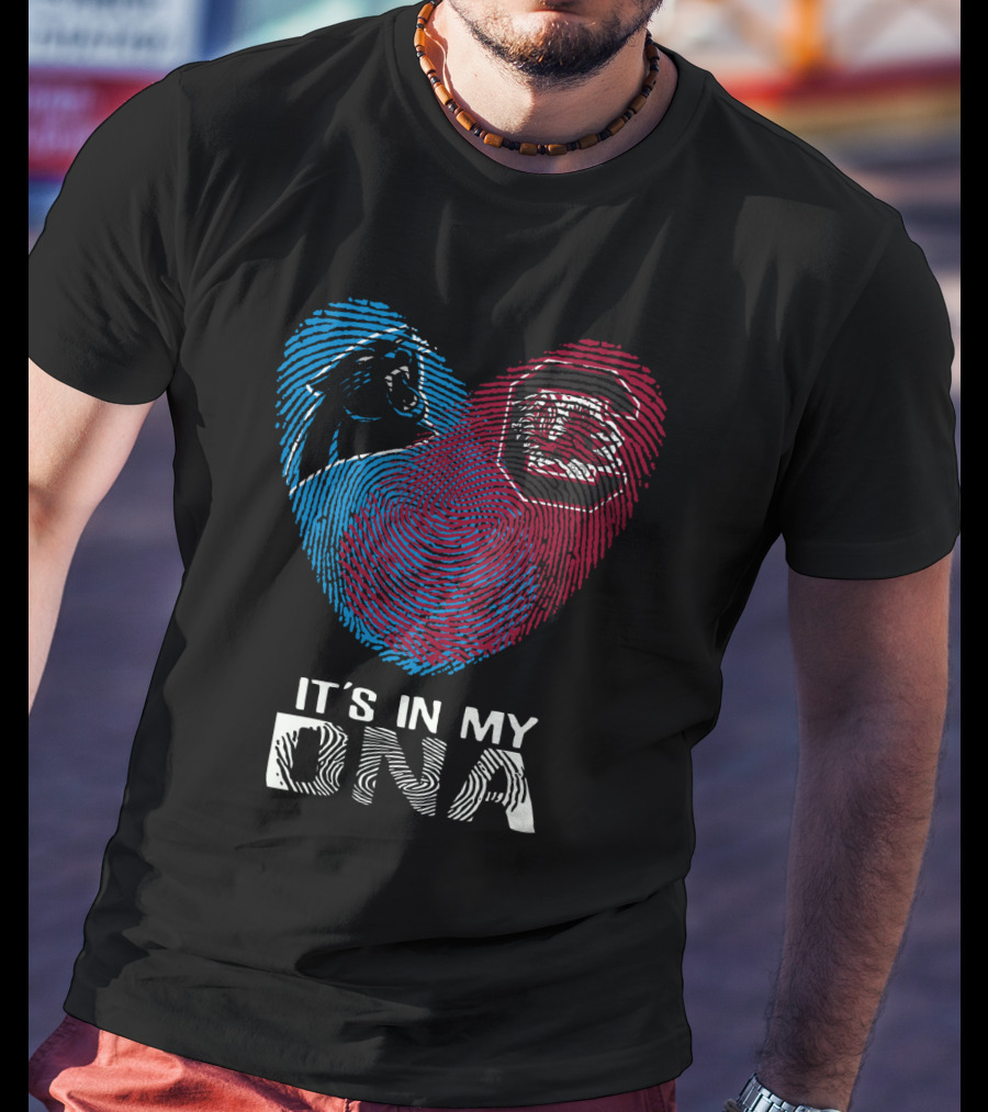 Panthers Gamecock It's In My DNA Fingerprint Heart T-Shirt