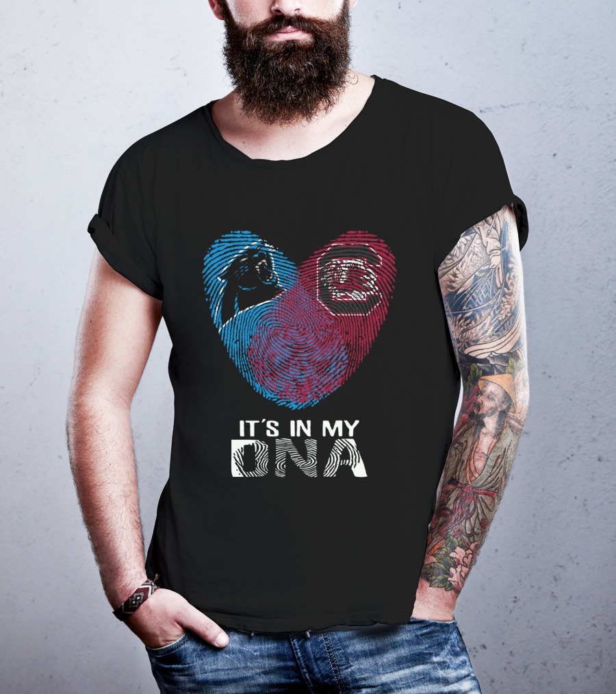 Panthers Gamecock It's In My DNA Fingerprint Heart T-Shirt