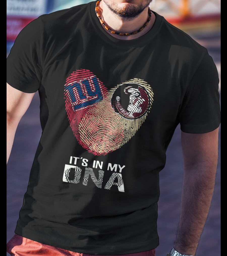 Giants Seminoles It's In My DNA Fingerprint Heart T-Shirt
