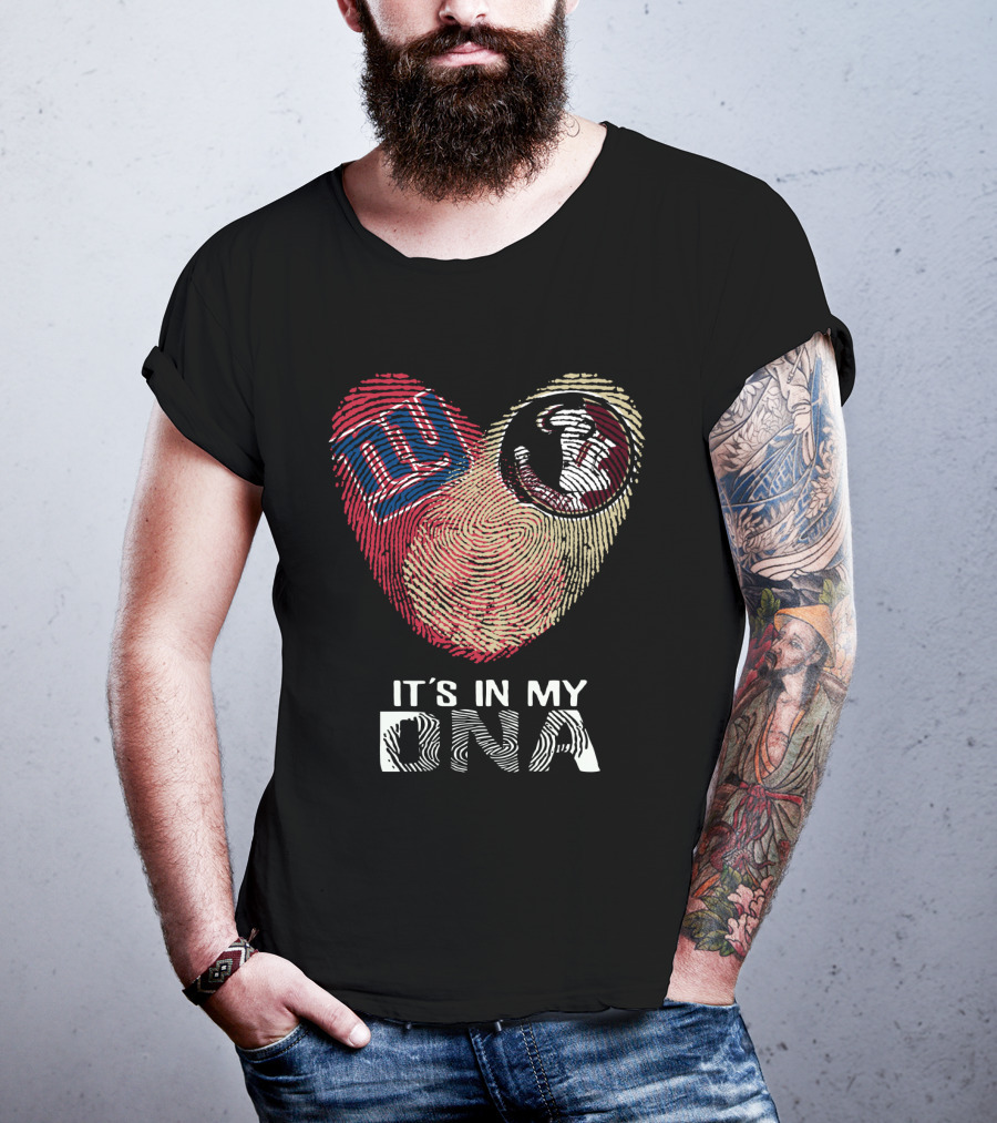 Giants Seminoles It's In My DNA Fingerprint Heart T-Shirt