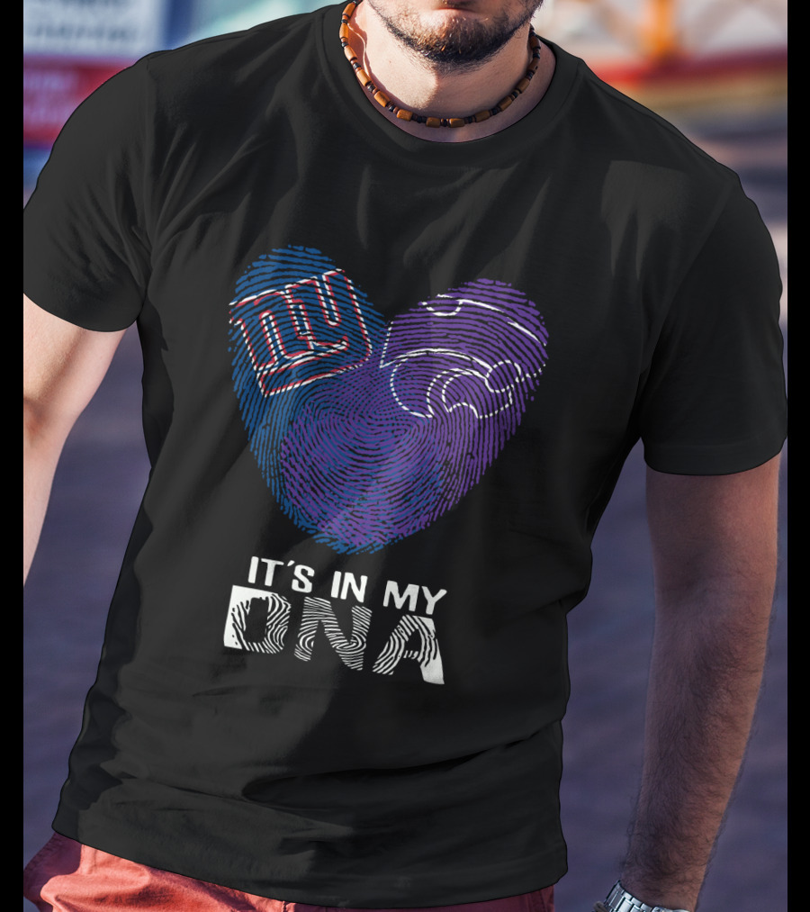 Giants Kansas St It's In My DNA Fingerprint Heart T-Shirt