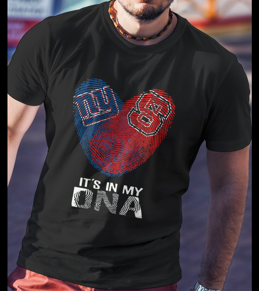 Giants NC State It's In My DNA Fingerprint Heart T-Shirt