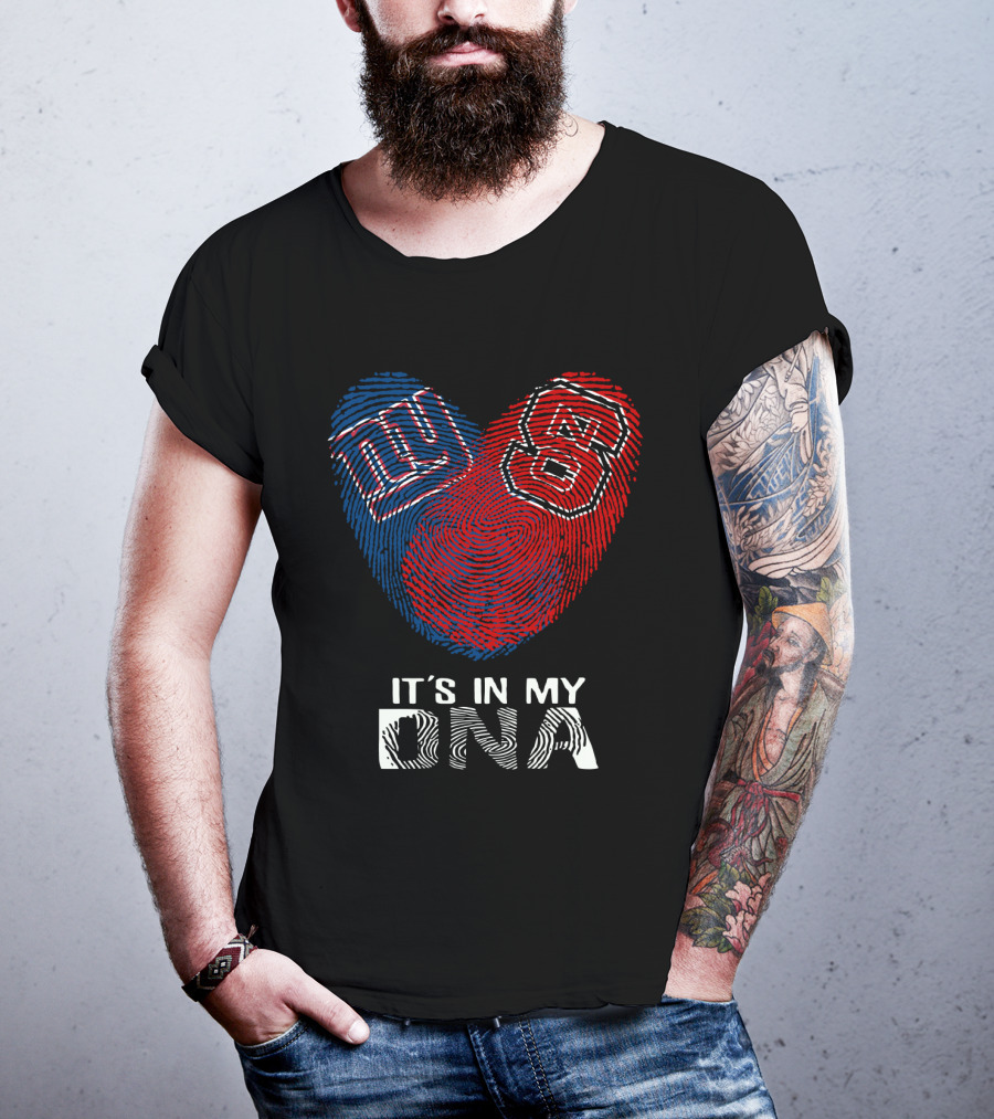 Giants NC State It's In My DNA Fingerprint Heart T-Shirt