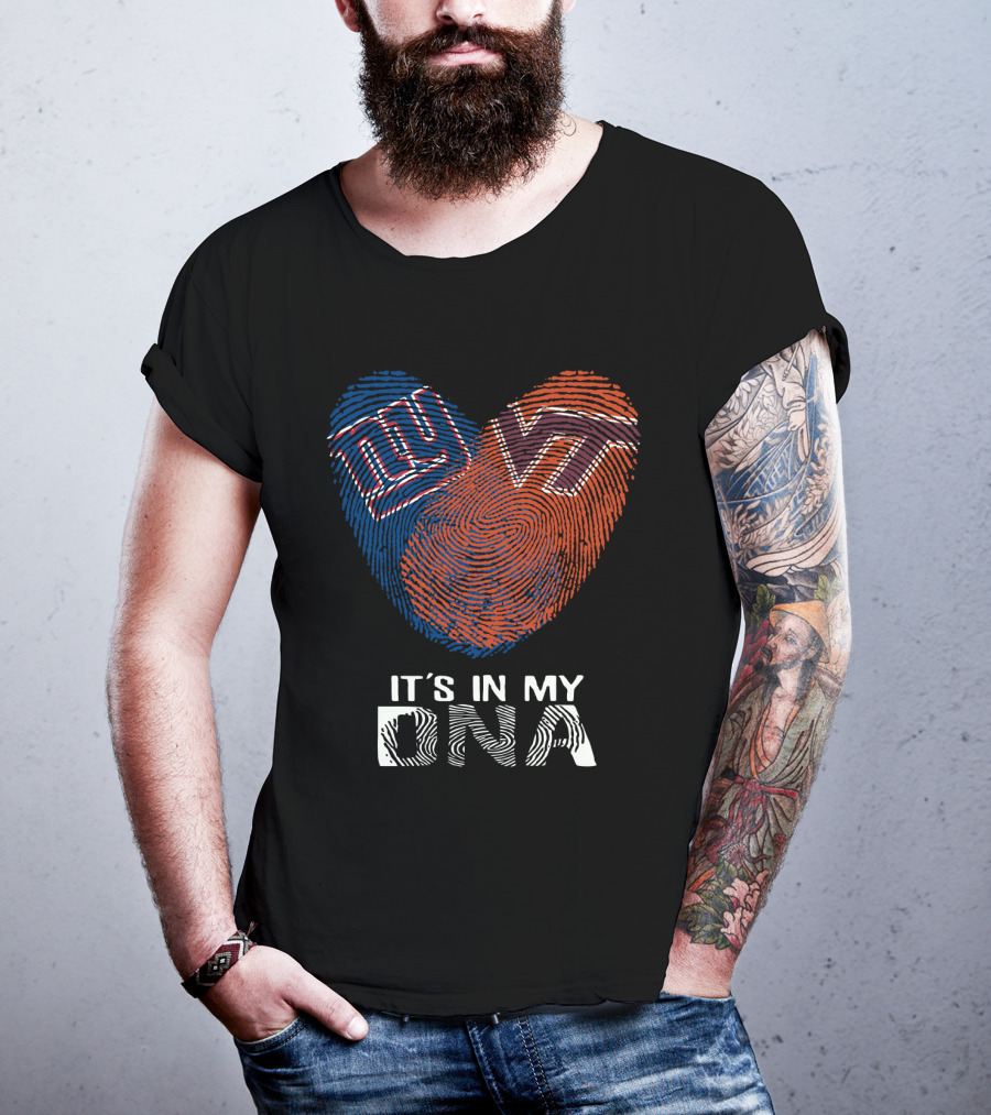 Giants VT It's In My DNA Fingerprint Heart T-Shirt