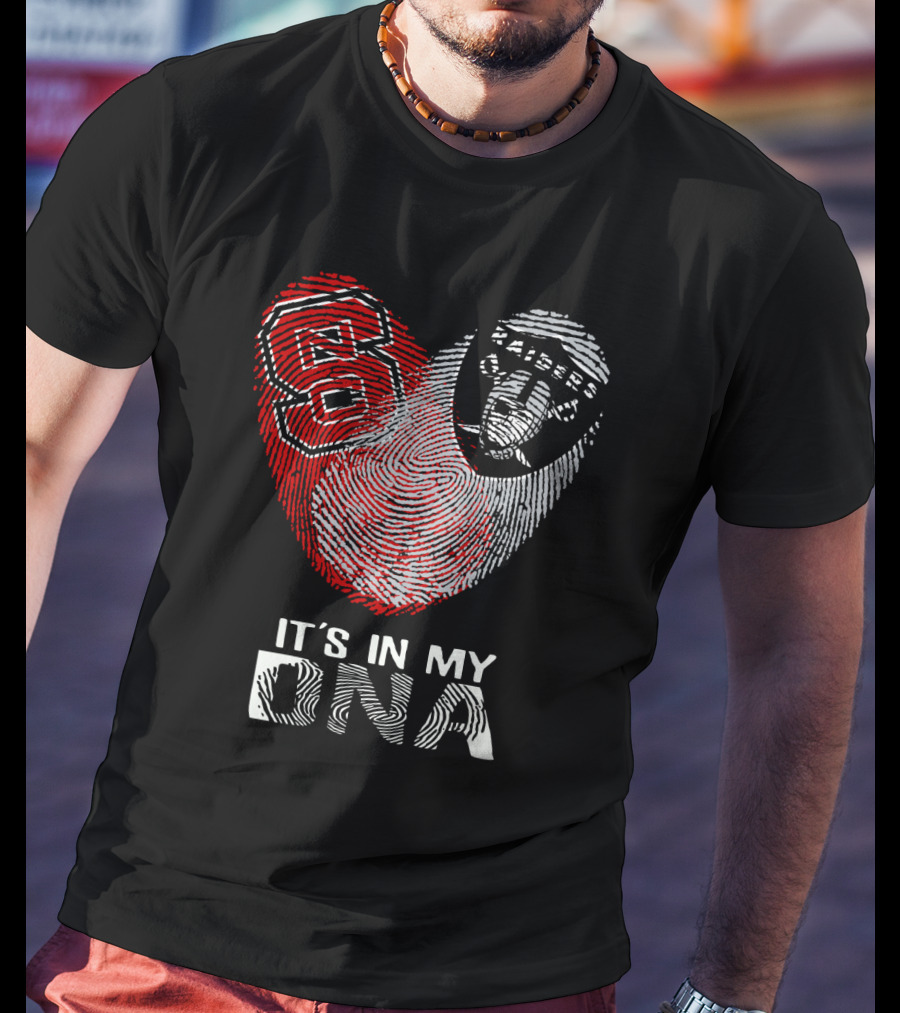 Raiders NC State It's In My DNA Fingerprint Heart T-Shirt
