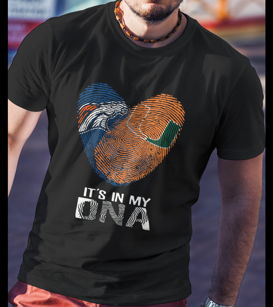 Broncos Hurricanes It's In My DNA Fingerprint Heart T-Shirt