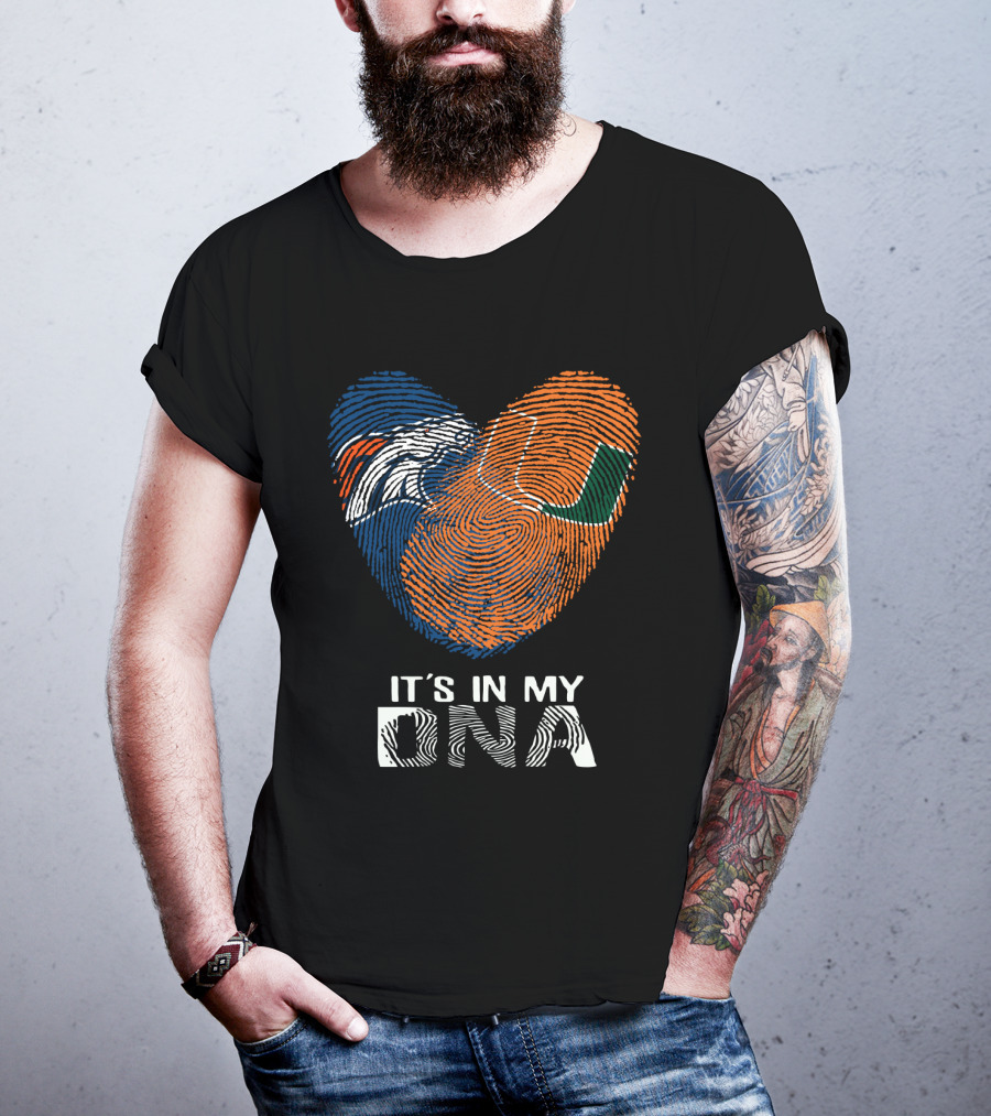 Broncos Hurricanes It's In My DNA Fingerprint Heart T-Shirt