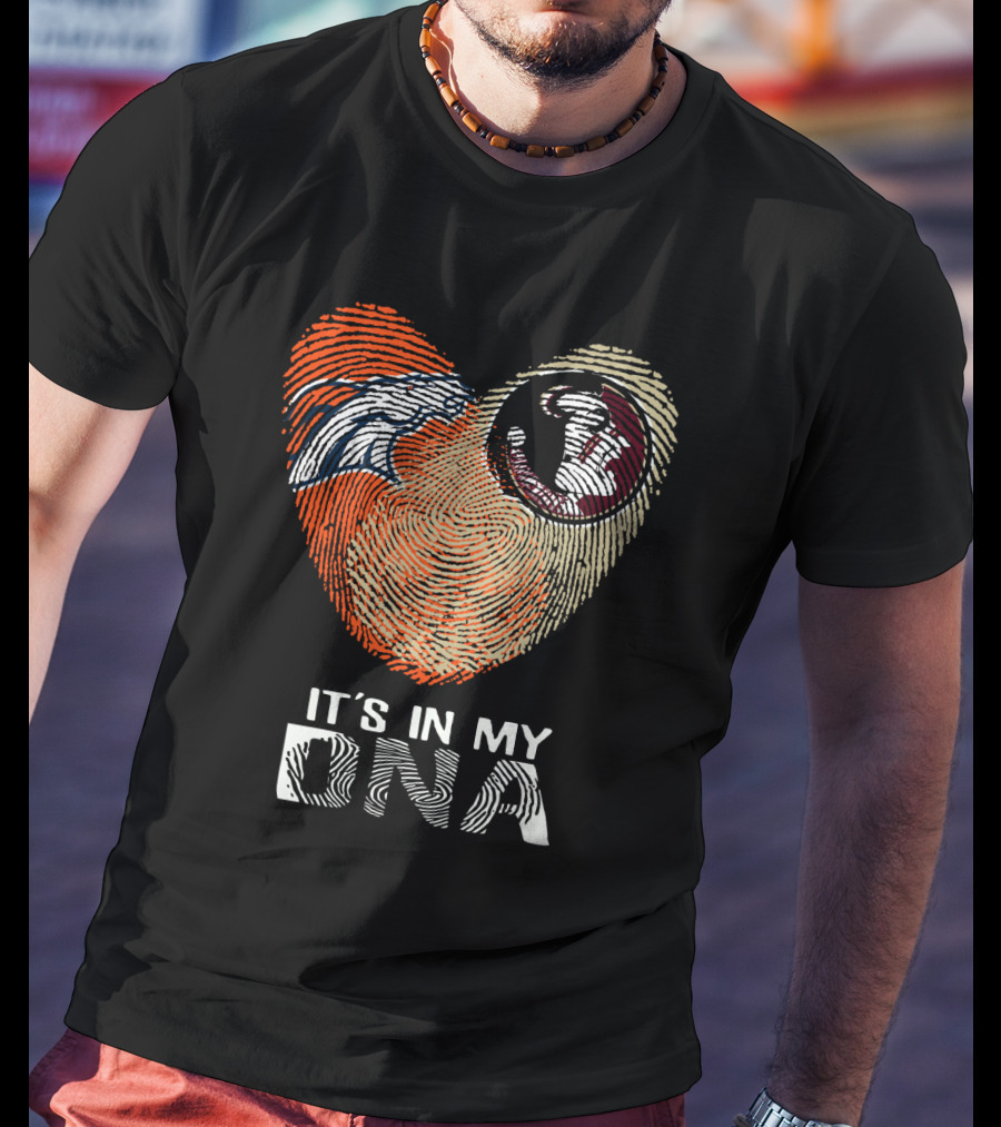 Broncos Seminoles It's In My DNA Heart Fingerprint T-Shirt