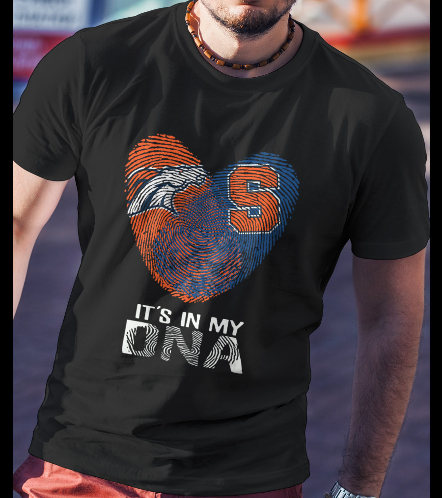 Broncos Syracuse Fingerprint Heart It's In My DNA T-Shirt