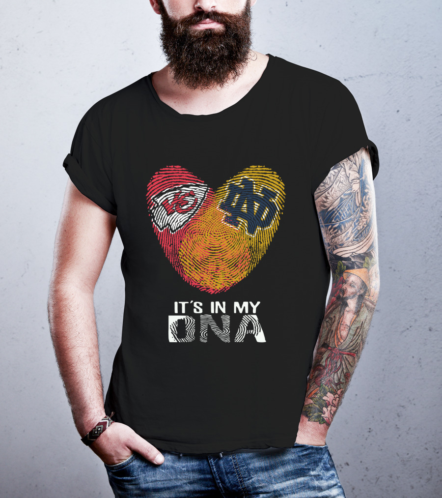 Chiefs Notre Dame It's In My DNA Fingerprint Heart T-Shirt