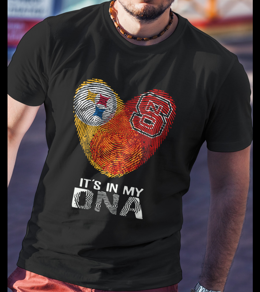 Steelers NC St It's In My DNA Fingerprint Heart T-Shirt
