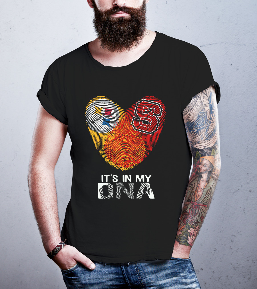 Steelers NC St It's In My DNA Fingerprint Heart T-Shirt