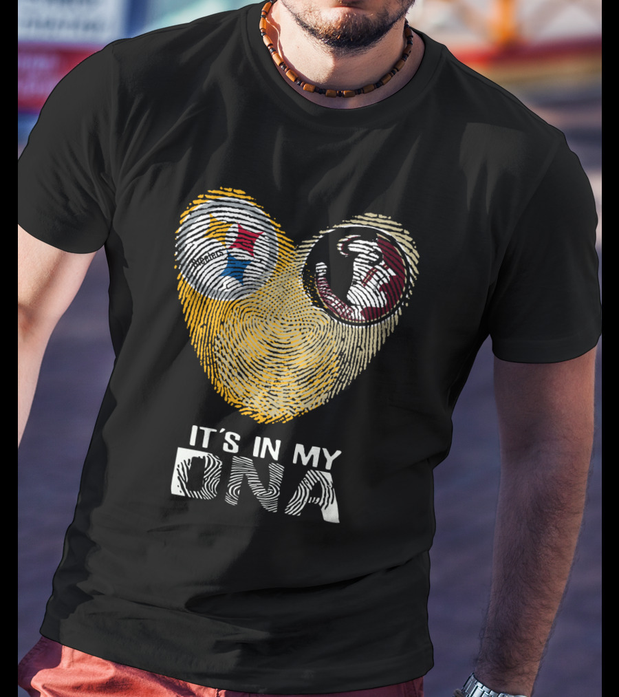 Steelers Seminoles It's In My DNA Fingerprint Heart T-Shirt