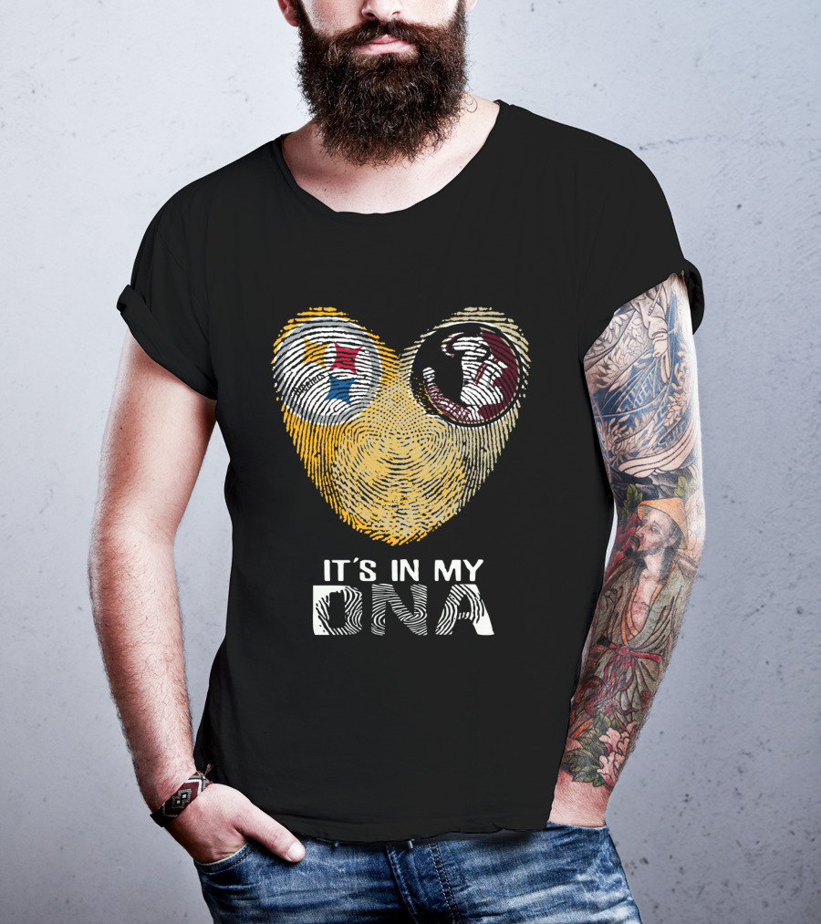 Steelers Seminoles It's In My DNA Fingerprint Heart T-Shirt