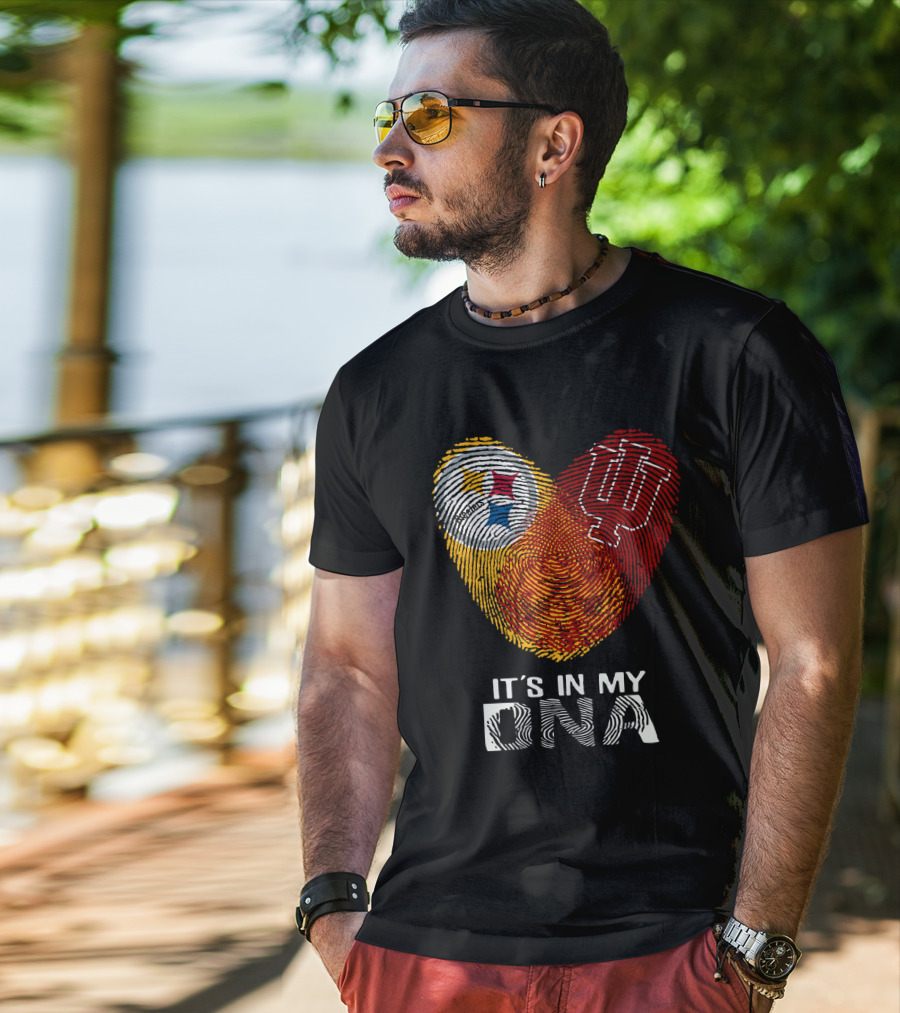 Steelers Indiana Hoosiers It's In My DNA Fingerprint Heart T-Shirt