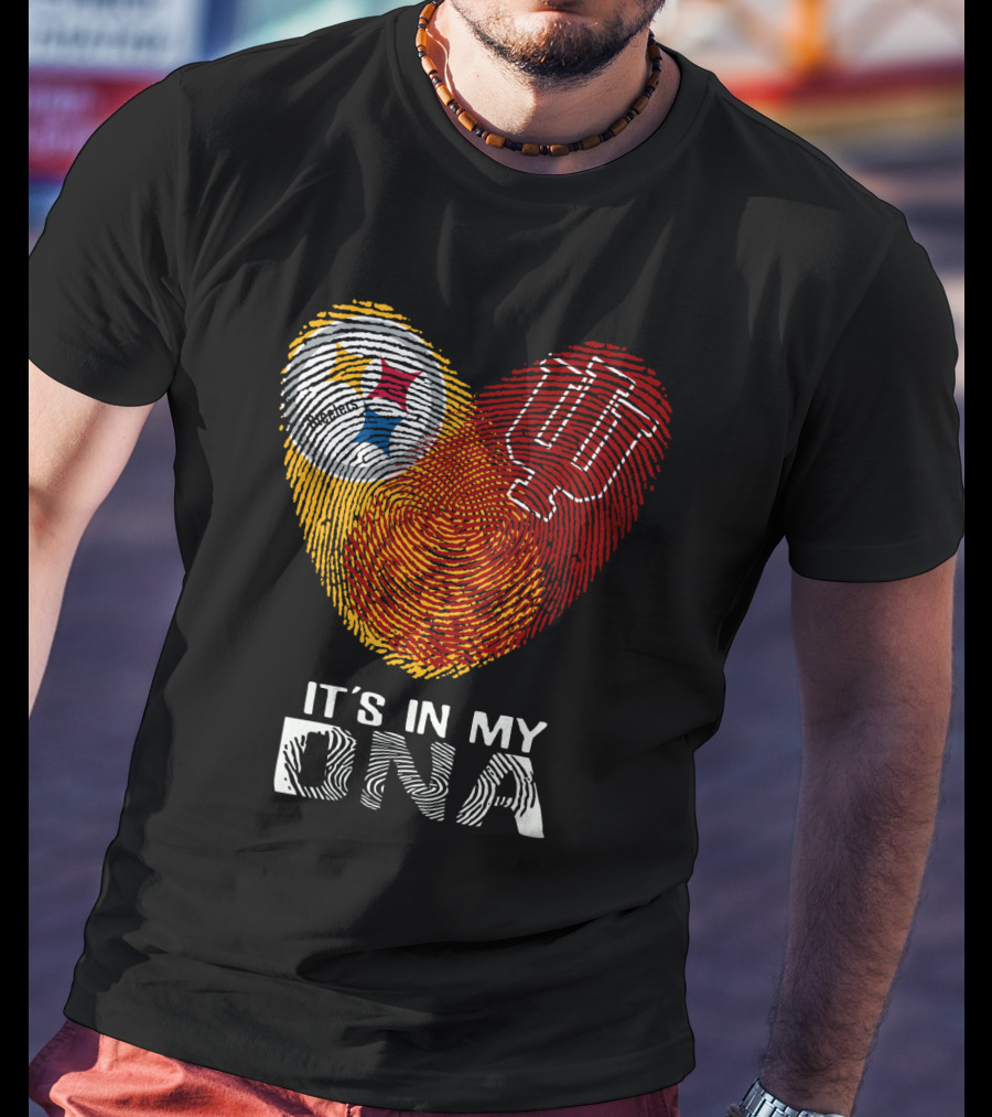 Steelers Indiana Hoosiers It's In My DNA Fingerprint Heart T-Shirt