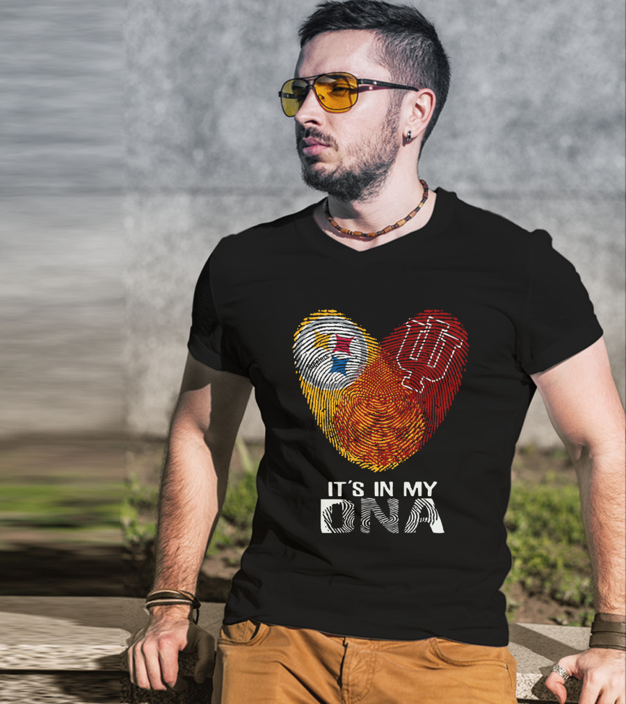 Steelers Indiana Hoosiers It's In My DNA Fingerprint Heart T-Shirt