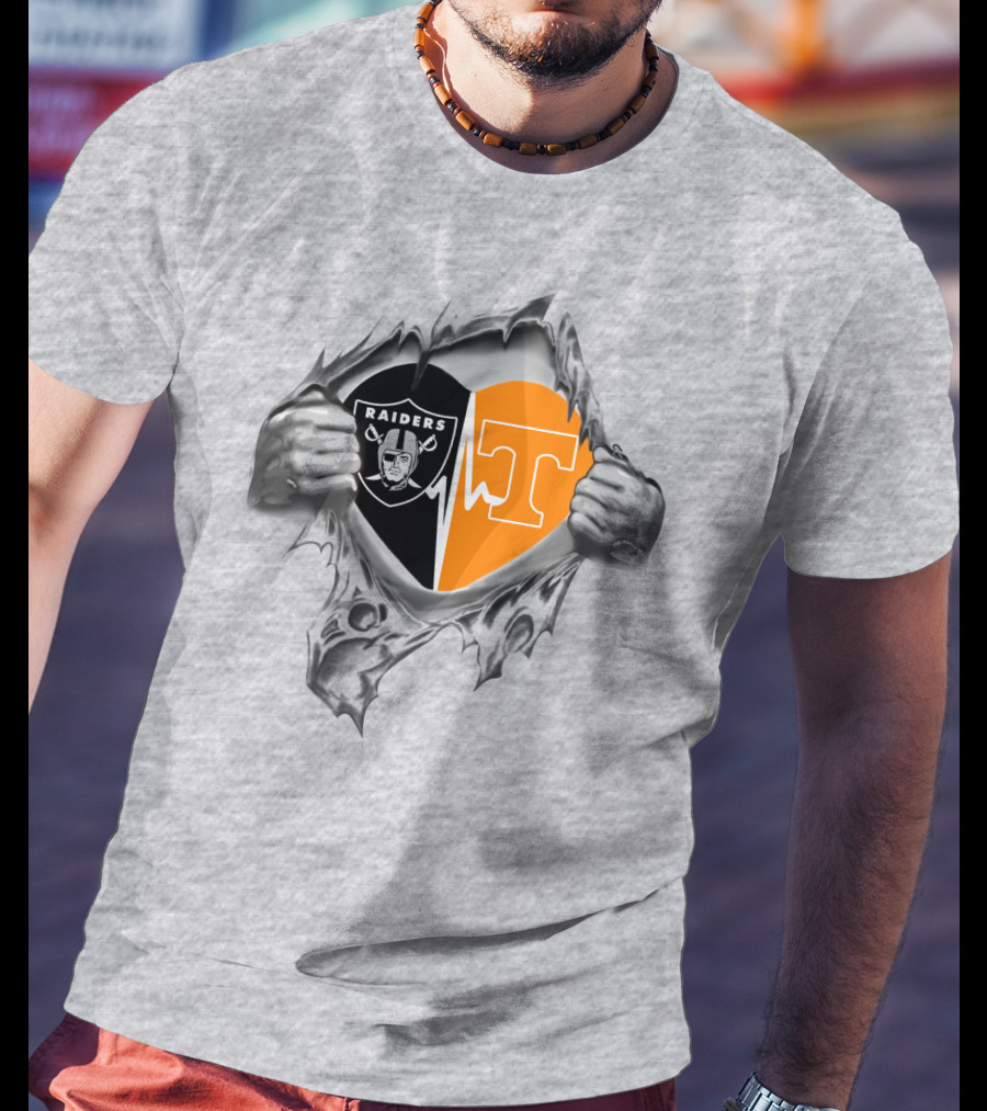 Raiders Tennessee Heartbeat Iconic Dual Loyalty Fan Passion T-Shirt