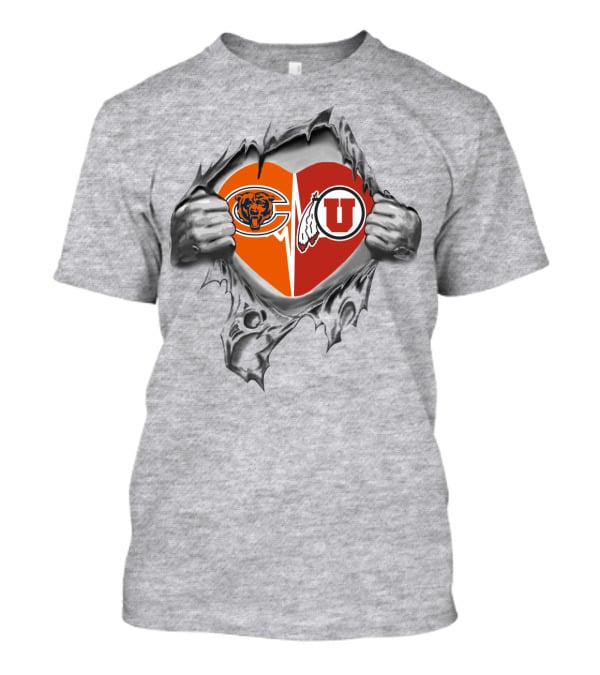 Bears Utah Utes Heart Tear Dual T-Shirt
